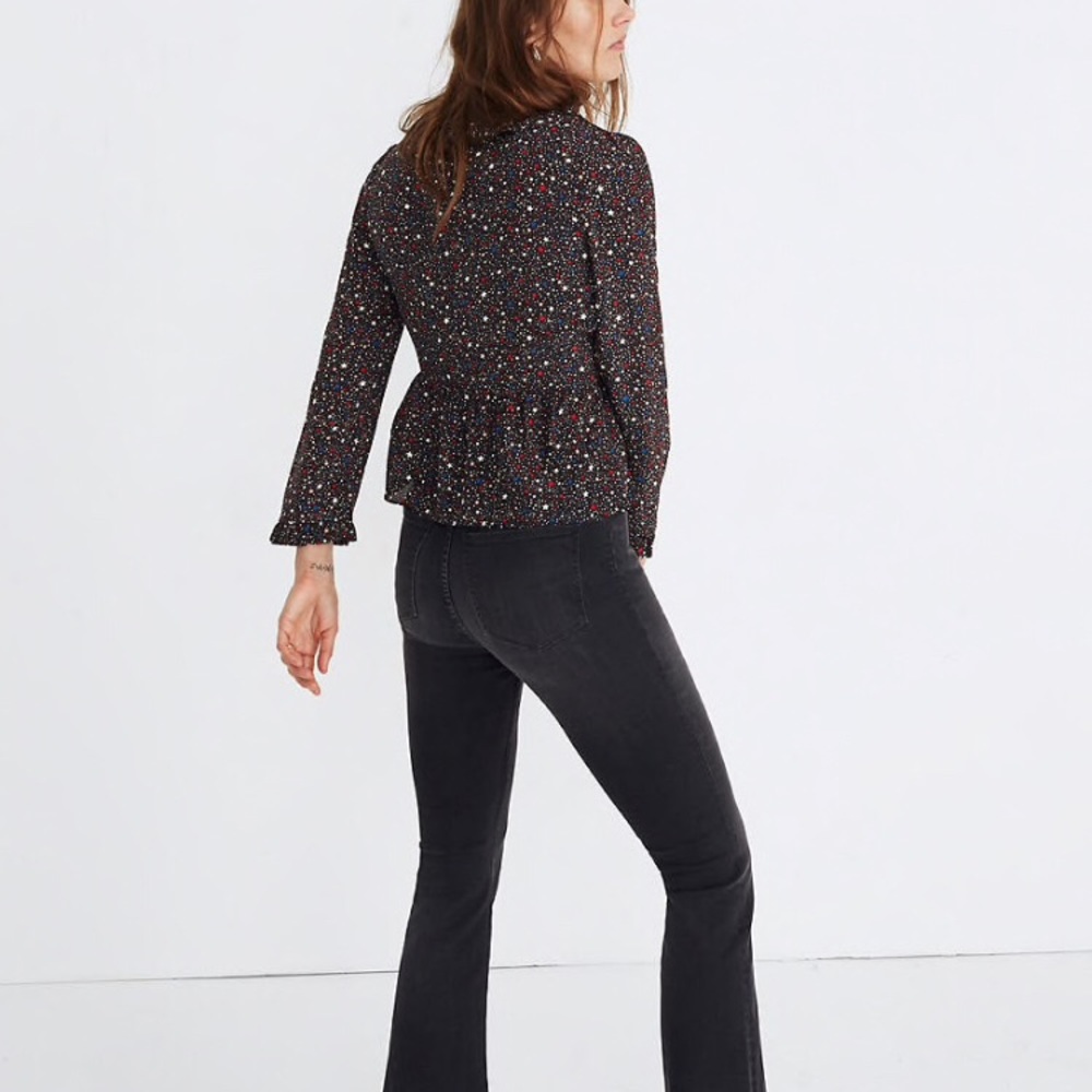 Silk Ruffle-Hem Wrap Top in Starry Night - Picture 5 of 7